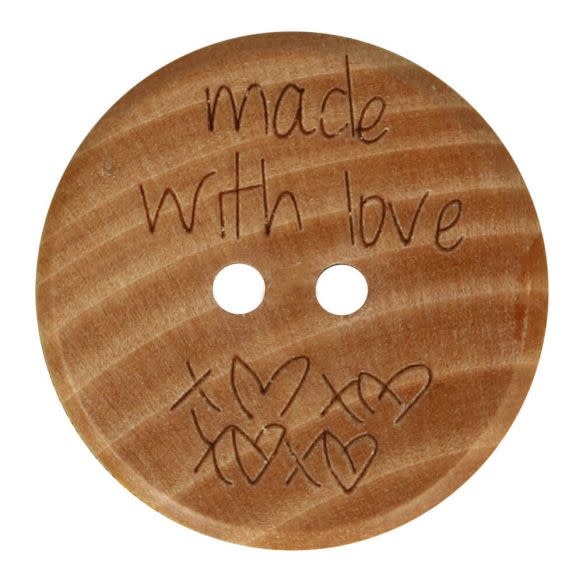 Knoop hout 'made with love' maat 40 - 25mm