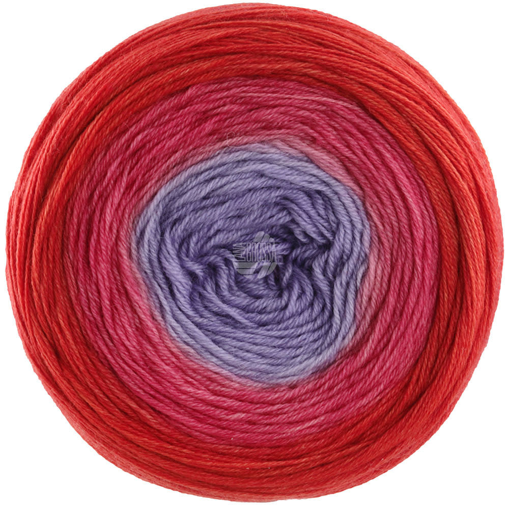 Lana Grossa Merino Lace Aquarell -04-grijs violet/framboos/tomaatrood30%