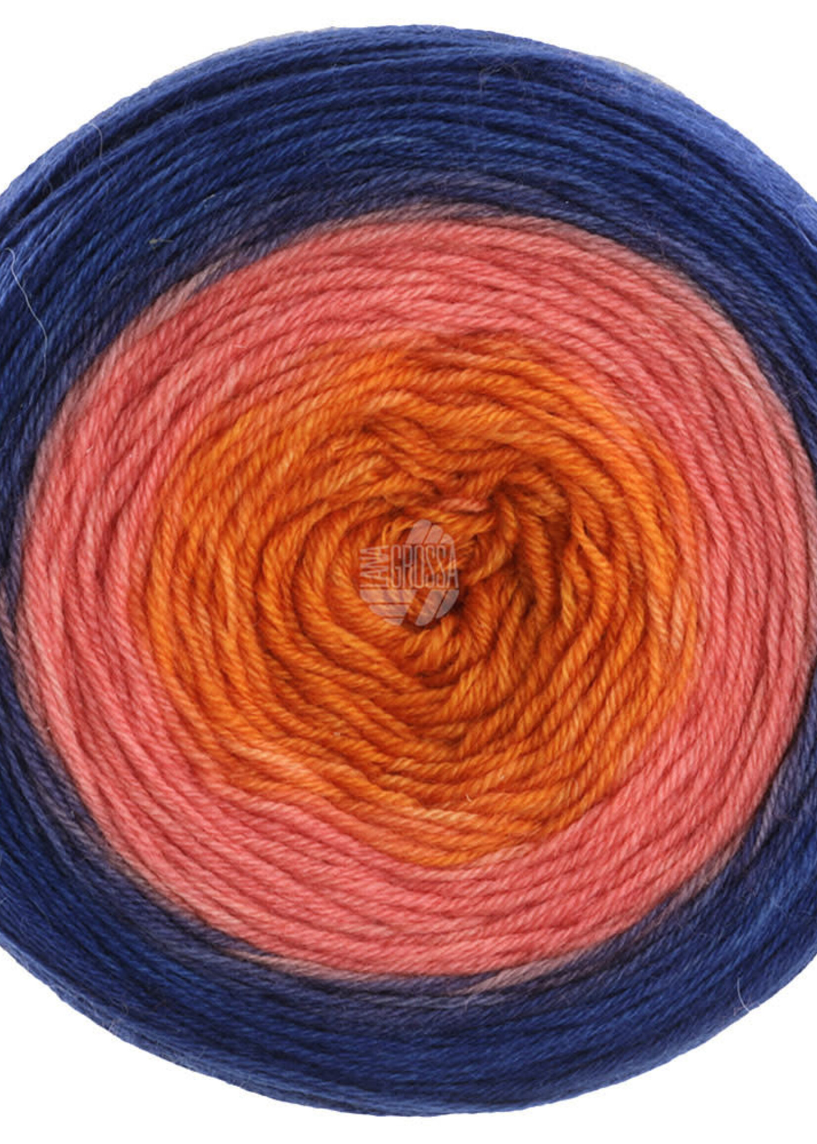 Lana Grossa Merino Lace Aquarell -07-oranje/anjer roze/donker blauw