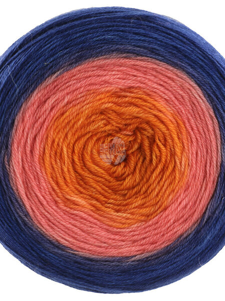 Lana Grossa Merino Lace Aquarell -07-oranje/anjer roze/donker blauw30%