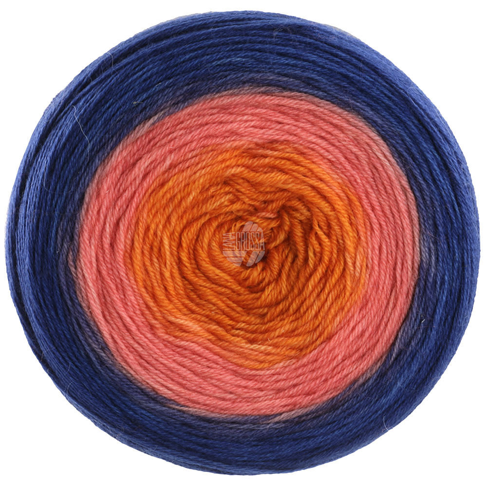 Lana Grossa Merino Lace Aquarell -07-oranje/anjer roze/donker blauw30%