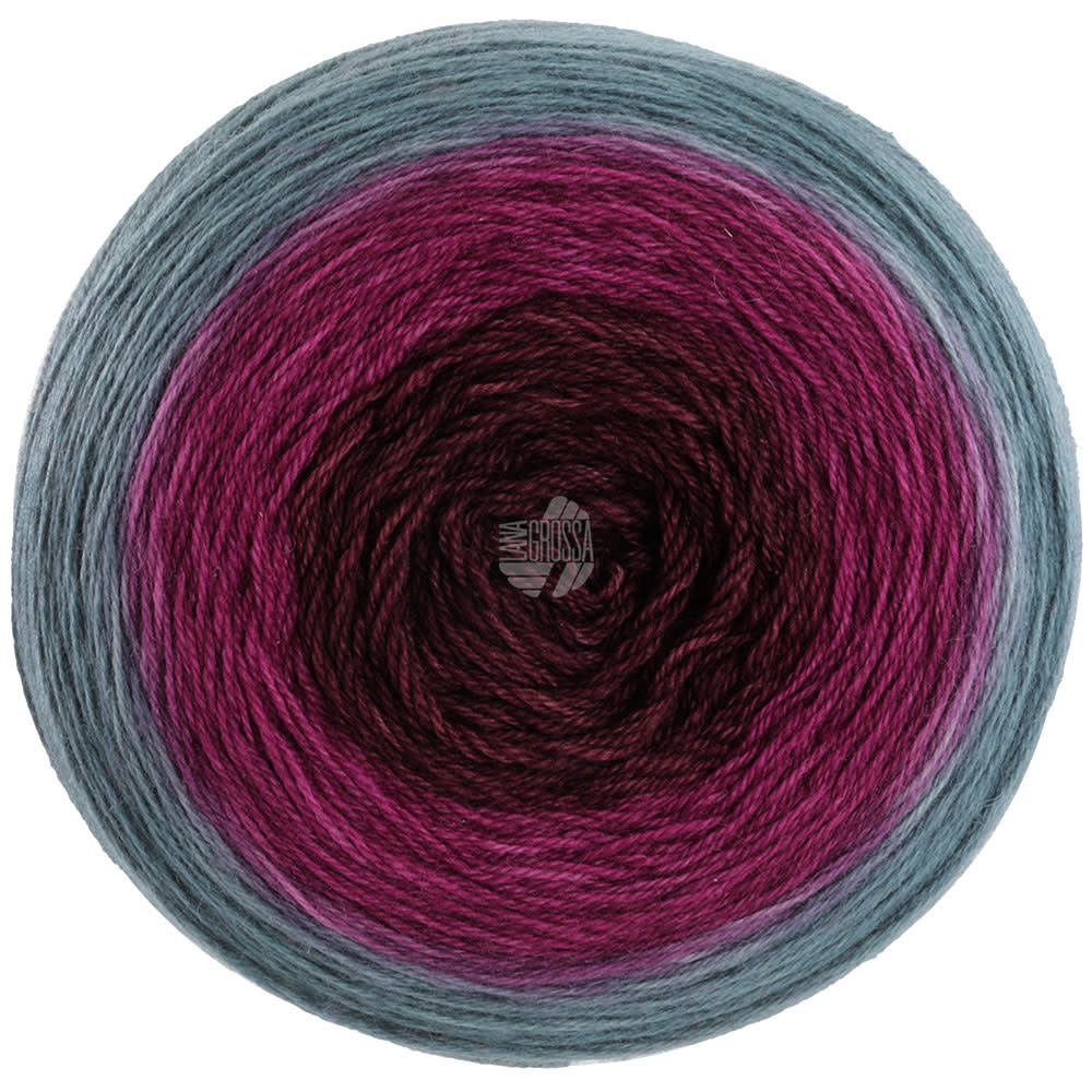 Lana Grossa Merino Lace Aquarell -08-blauwgrijs/wijnrood/bourgondisch30%