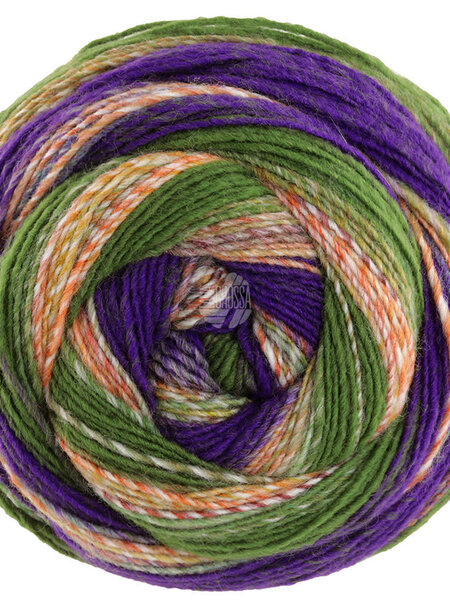 Lana Grossa Gomitolo Fusione -2027-bruin/oranje/licht groen/licht olijf/donker olijf/groen/donker violet -50%