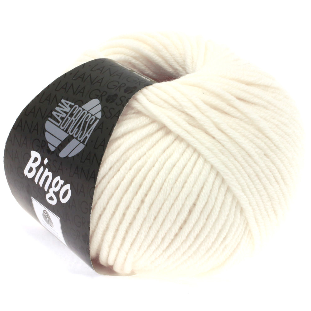 Lana Grossa Bingo Uni/Mélange - Lana Grossa - 005-ruwe witte-50 %