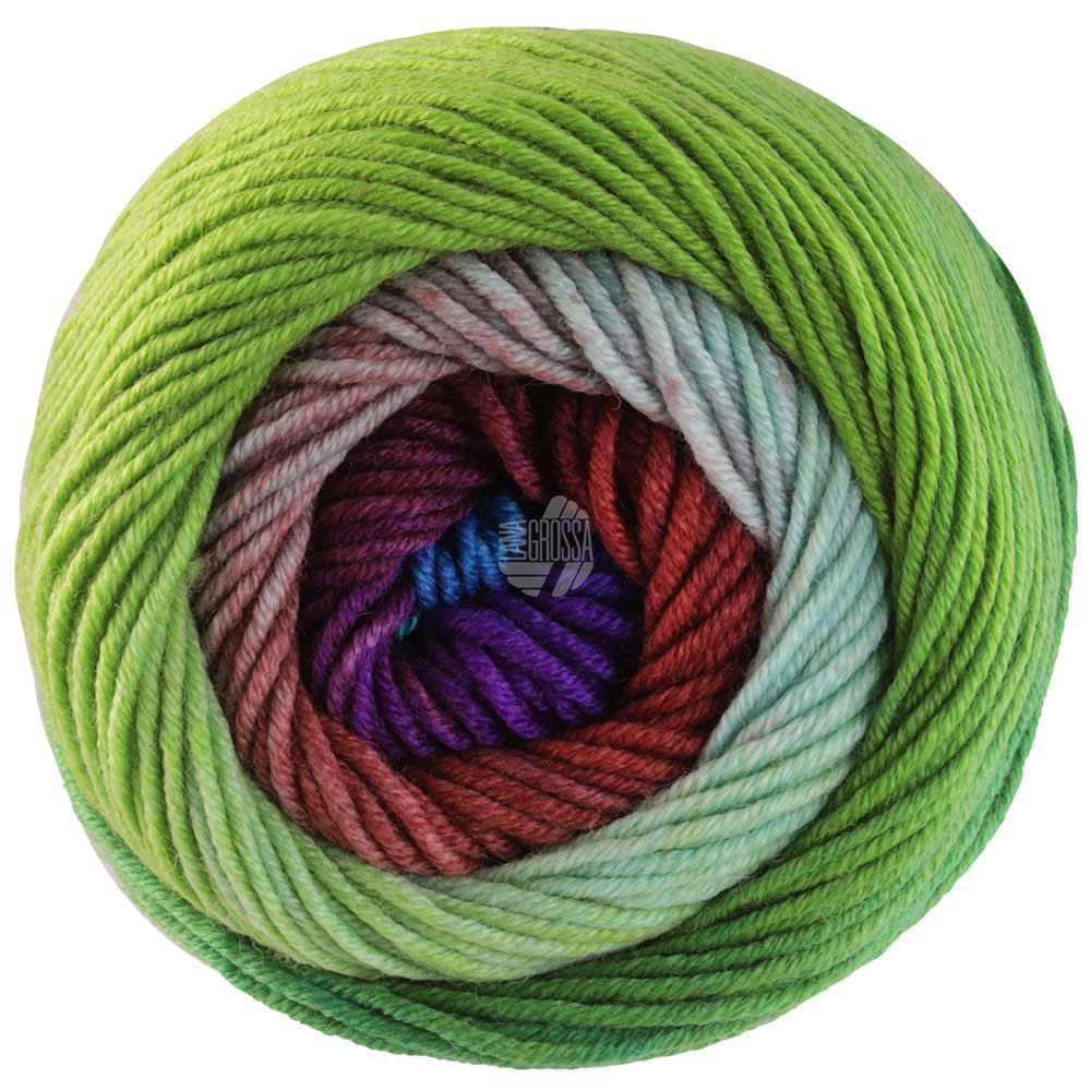 Lana Grossa Cool Wool Big Colour - 4032-terracotta /bruin/violet/blauw/turkoois/groen/limoen/pastelgroen