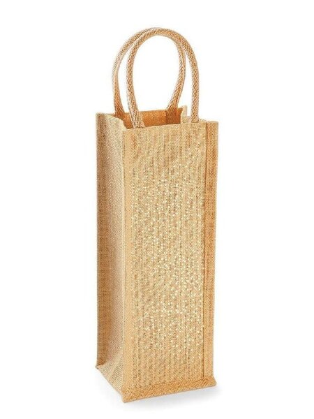 Jute fonkelende fleszak - natuurlijk goud