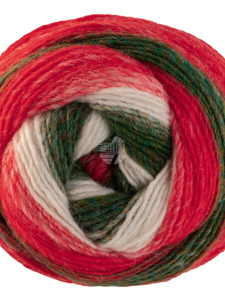 Lana Grossa Gomitolo Christmas Edition -112 rood/donker rood/bos groen/bladgroen/ecru/Groen wit