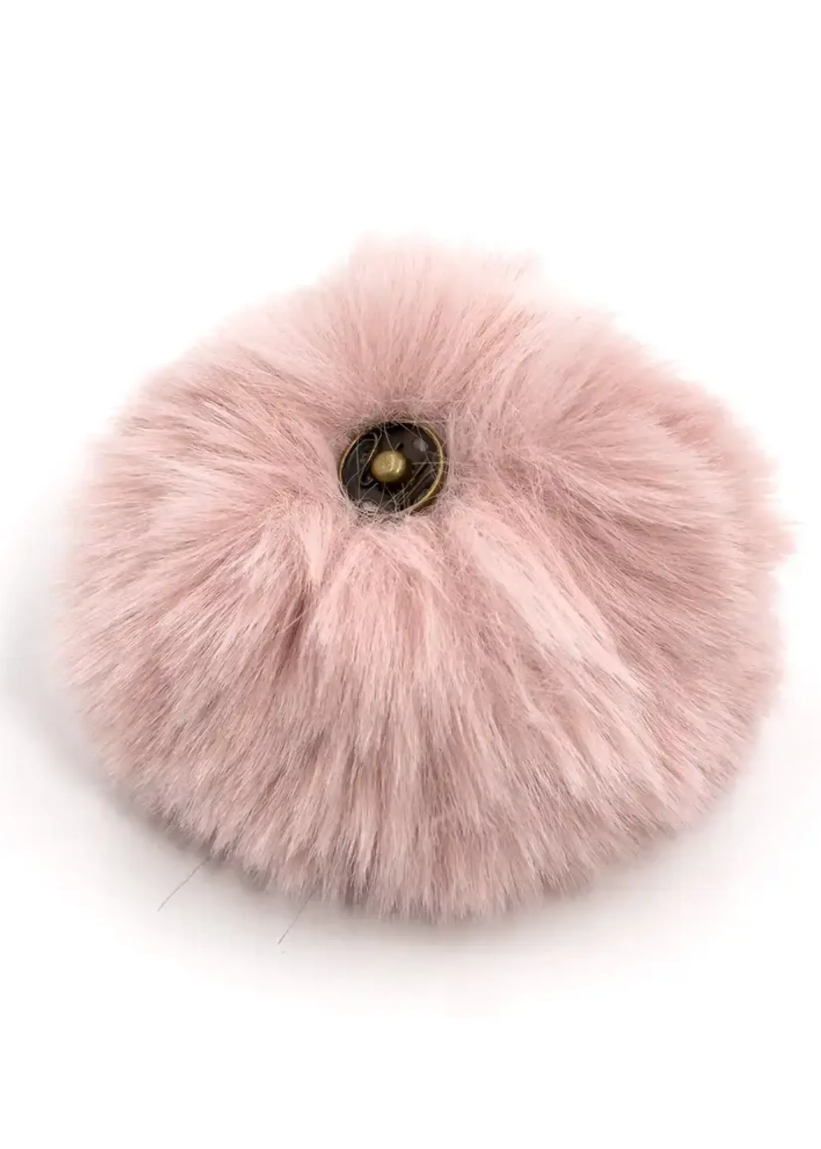 Pompon met drukknop rosé