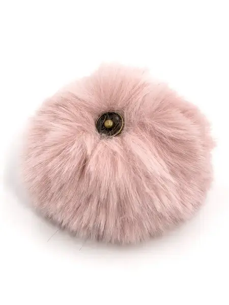 Pompon met drukknop rosé