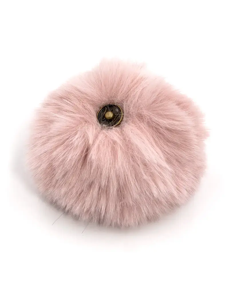 Pompon met drukknop rosé