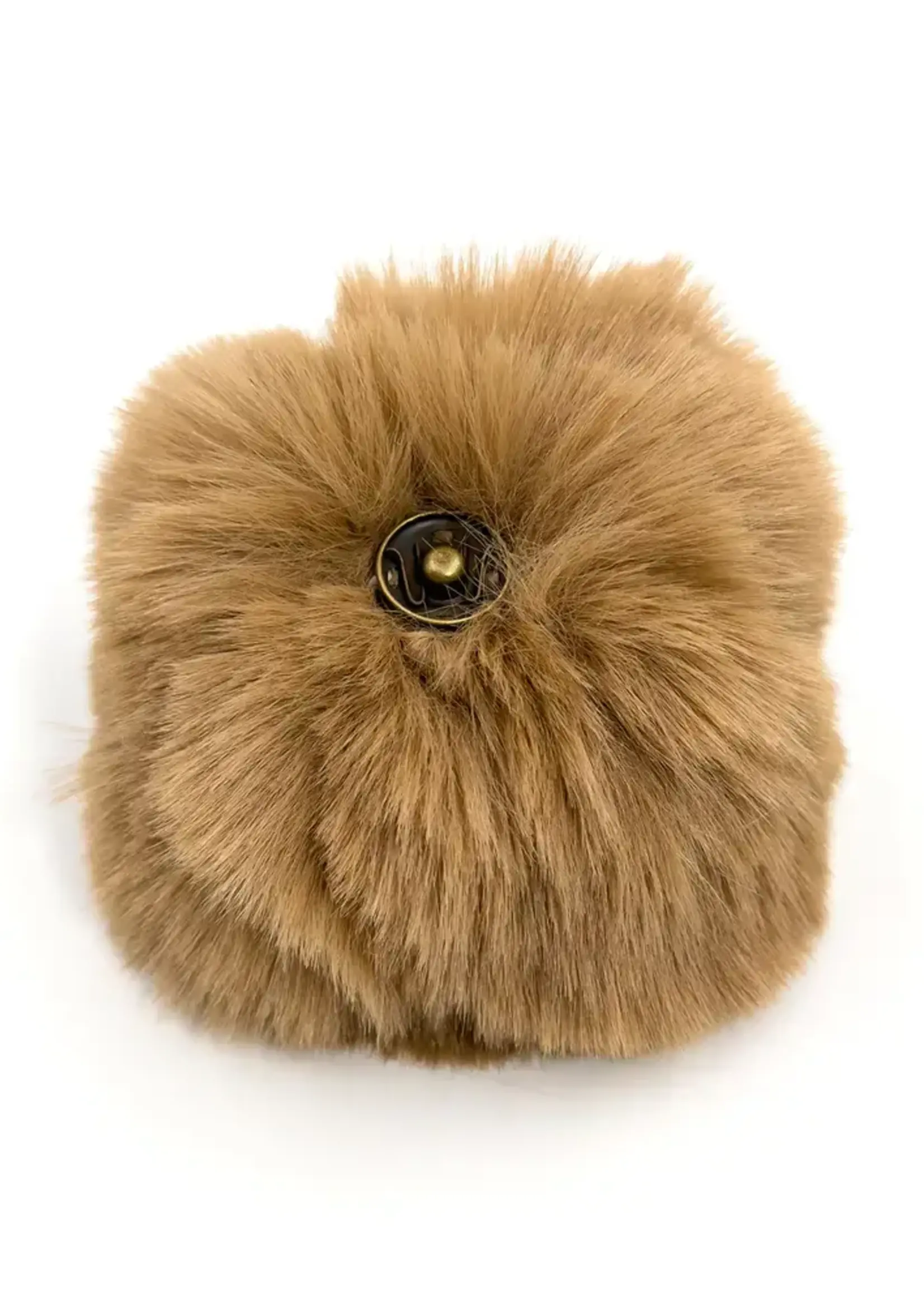 Pompon met drukknop fauve
