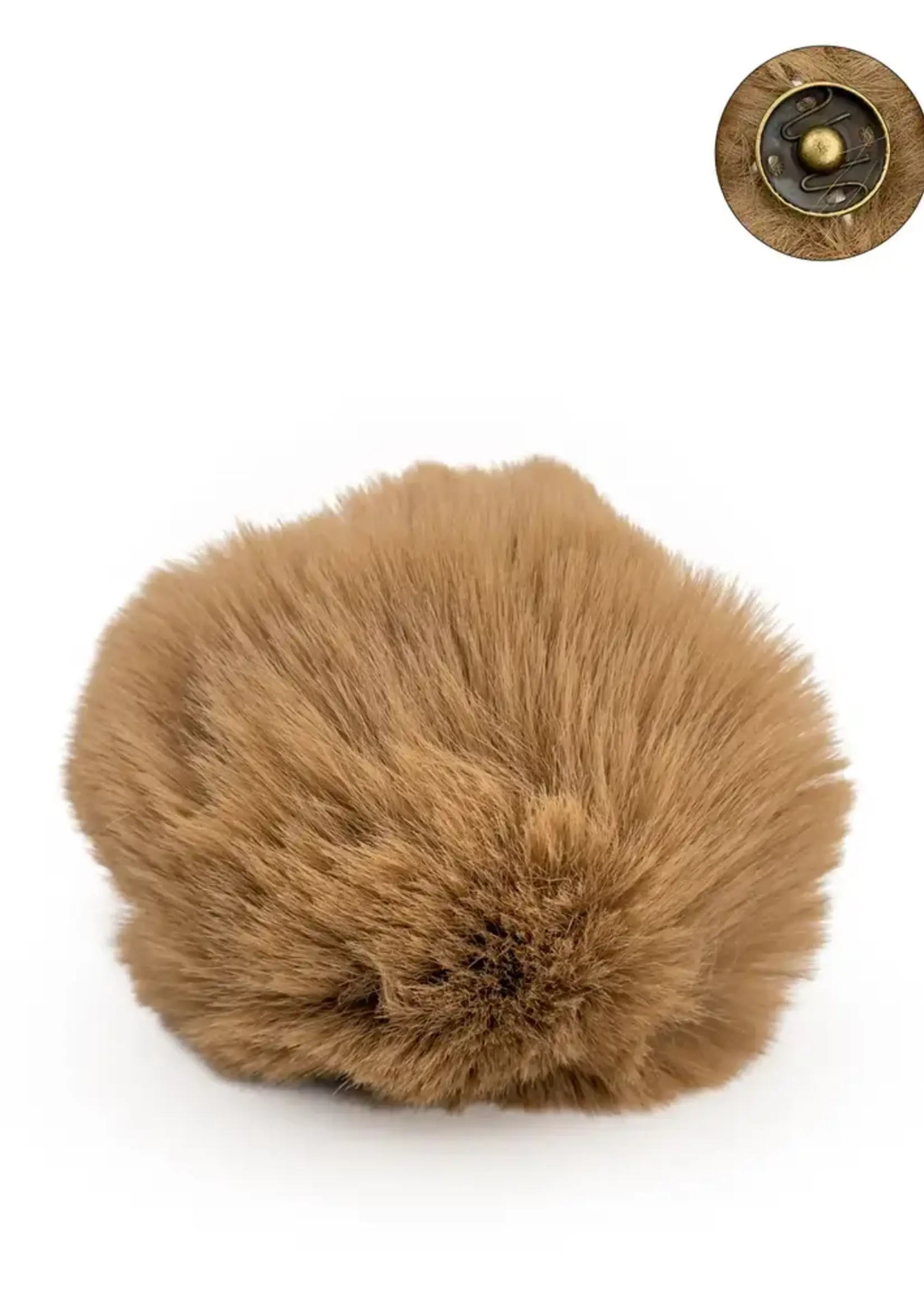 Pompon met drukknop fauve