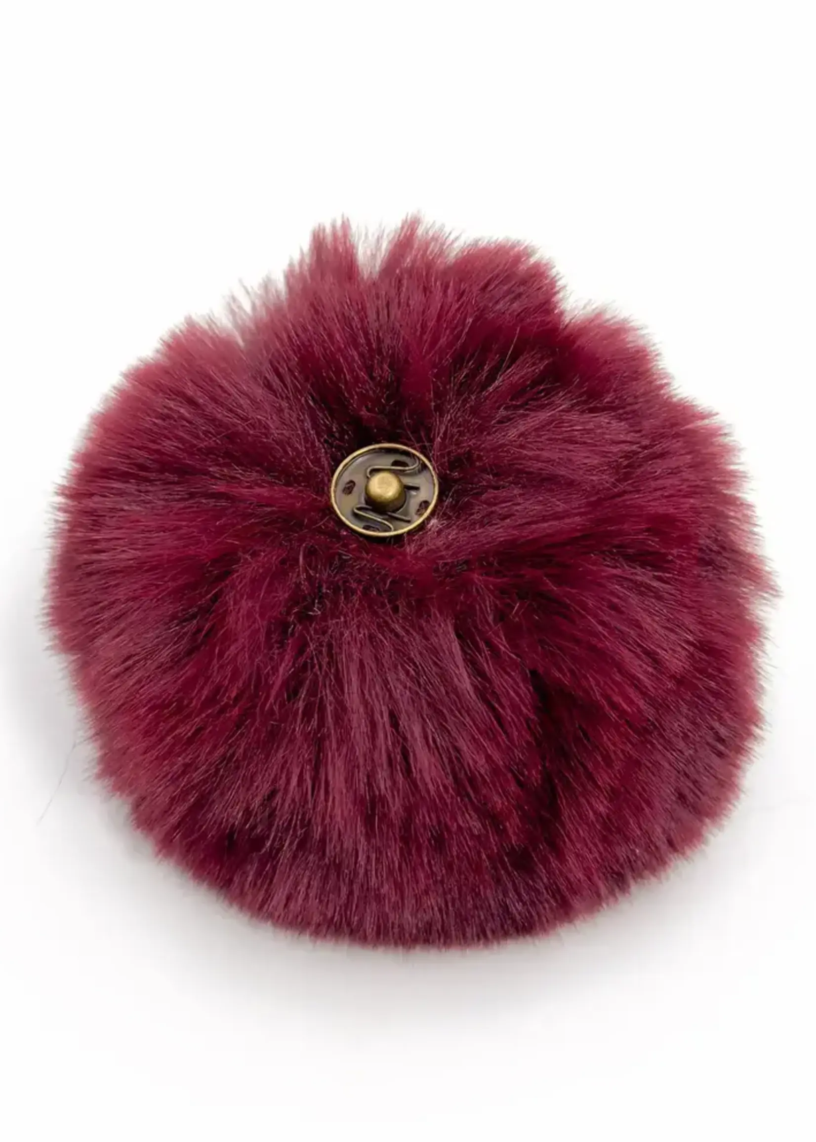 Pompon met drukknop prune