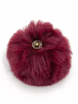 Pompon met drukknop prune