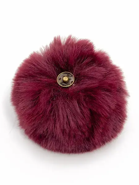 Pompon met drukknop prune