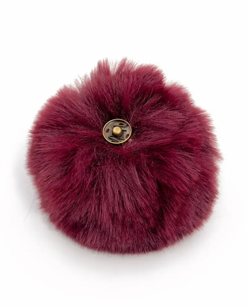 Pompon met drukknop prune