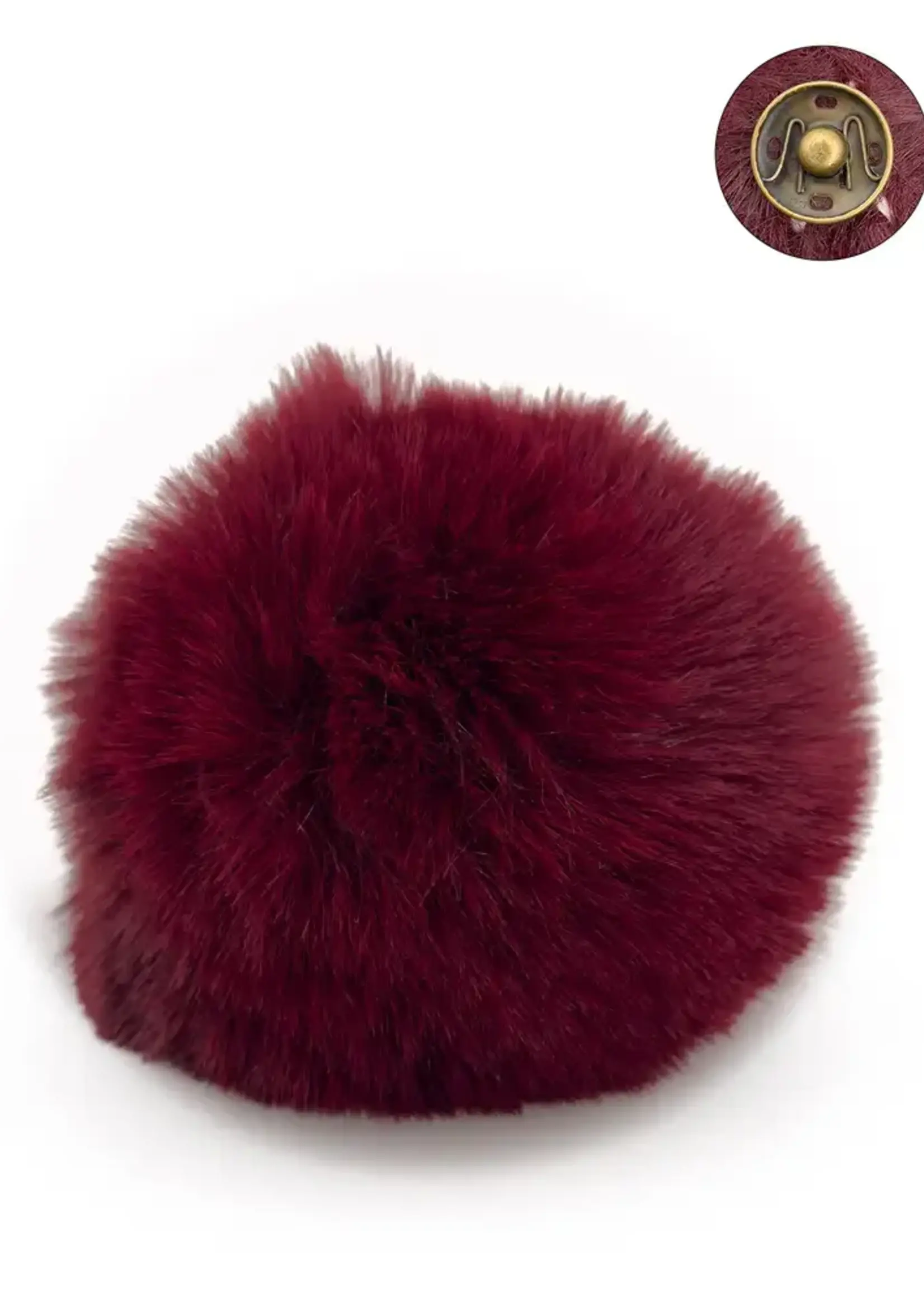 Pompon met drukknop prune