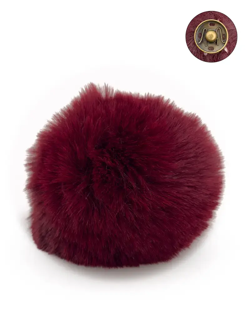 Pompon met drukknop prune