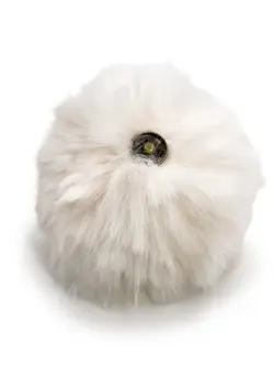 Pompon met drukknop ecru