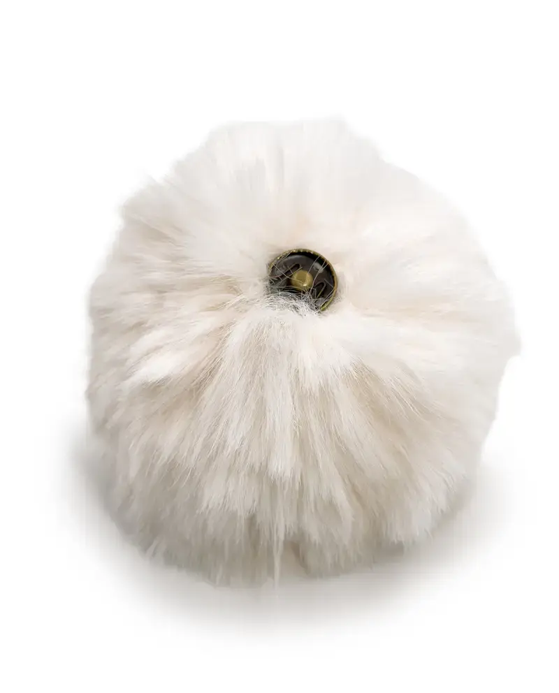 Pompon met drukknop ecru