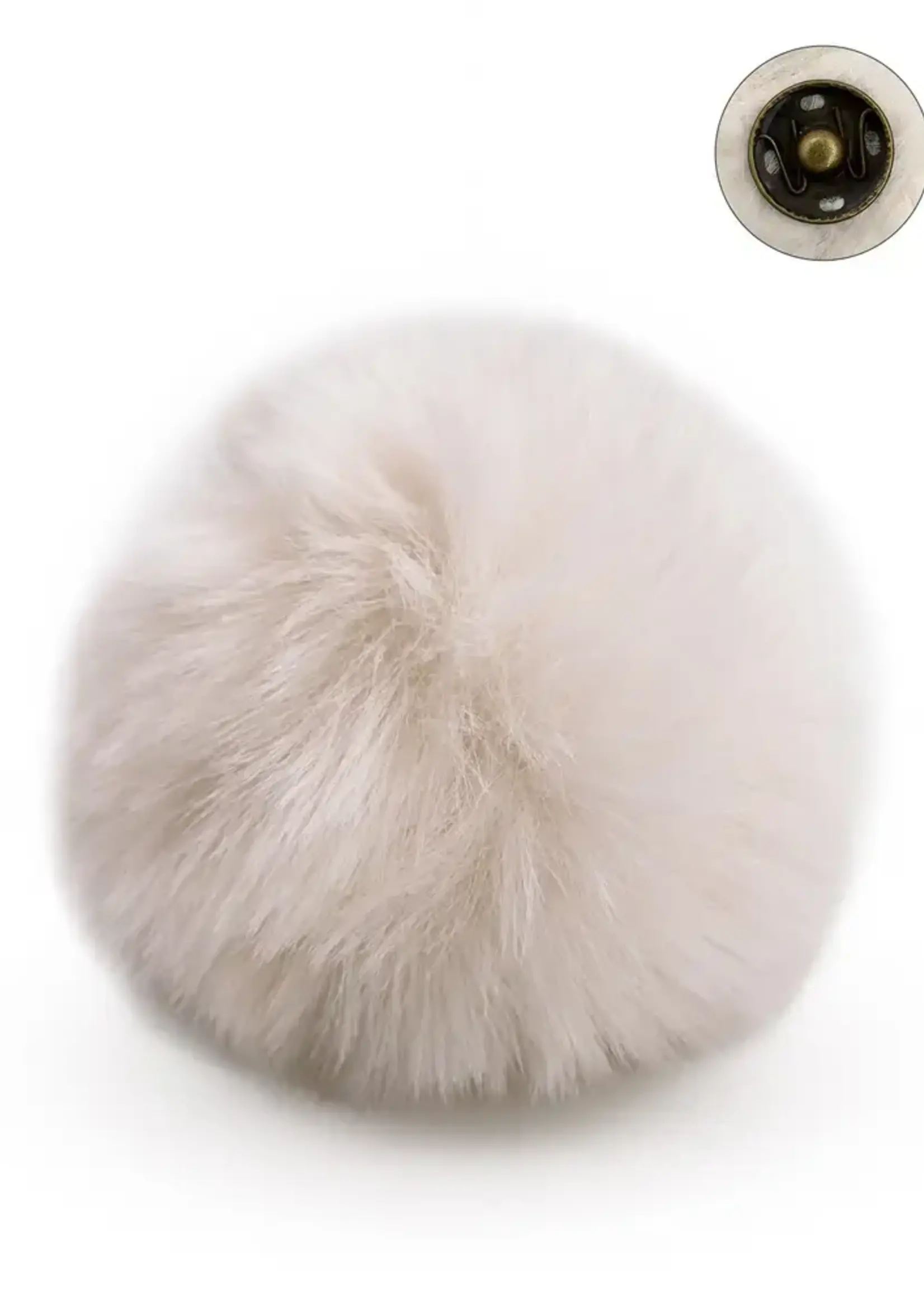 Pompon met drukknop ecru
