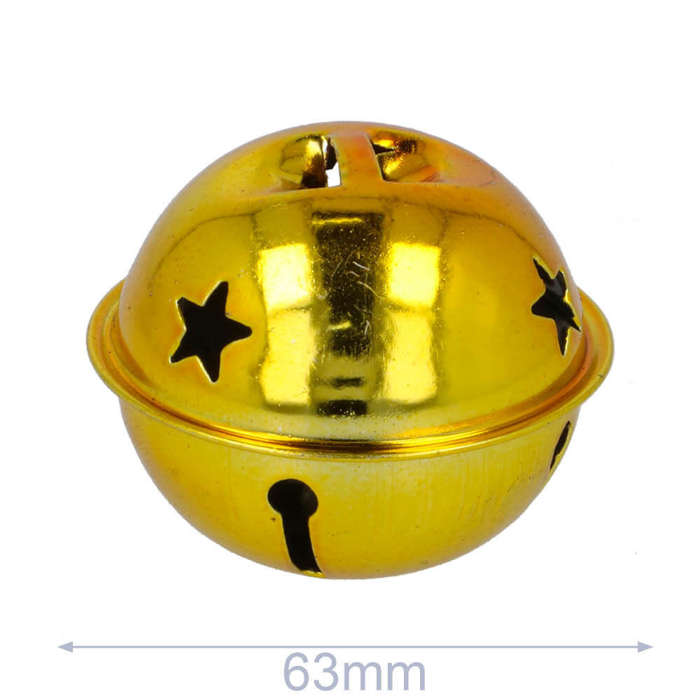 Belletjes met sterren 63 mm - goud