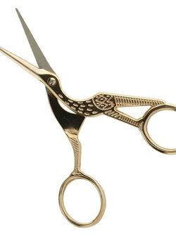 Borduurschaar ooievaar 11.5cm goud