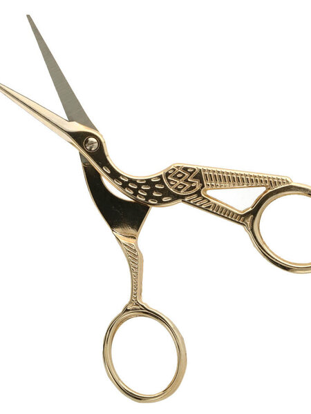 Borduurschaar ooievaar 11.5cm goud