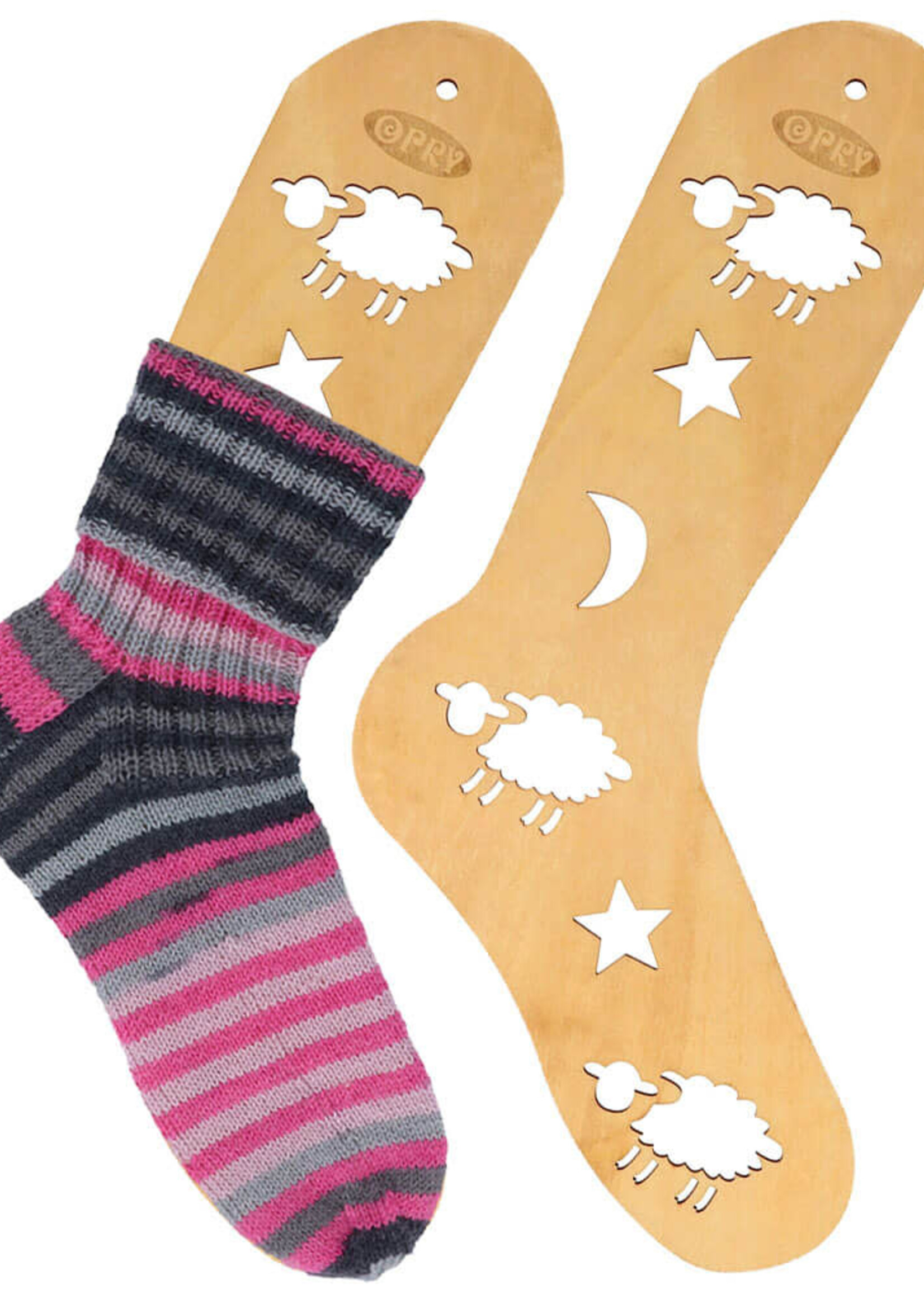 Houten sockblockers maat L bruin