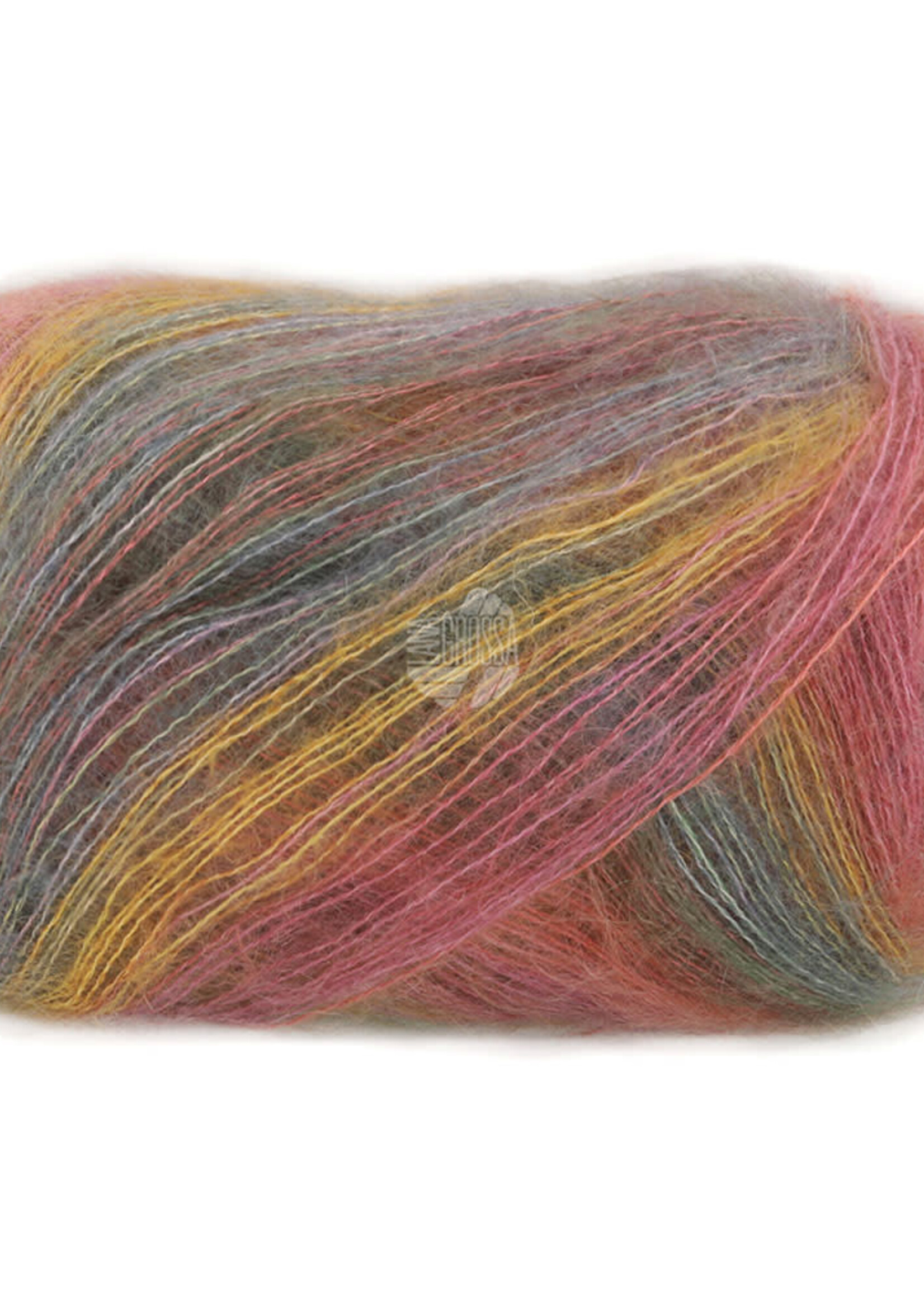 Lana Grossa Cottonhair -106-amber/okergeel/oudroze/roze/fuchsia/rookblauw