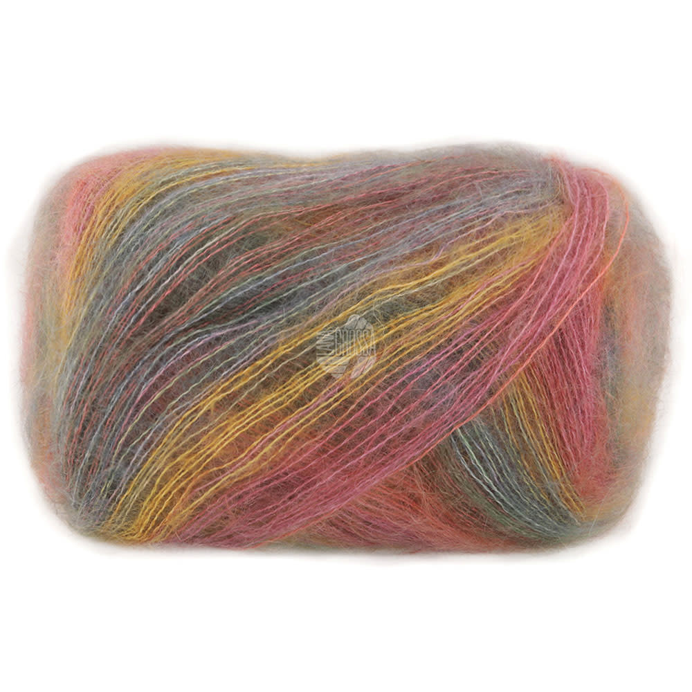 Lana Grossa Cottonhair -106-amber/okergeel/oudroze/roze/fuchsia/rookblauw -30%