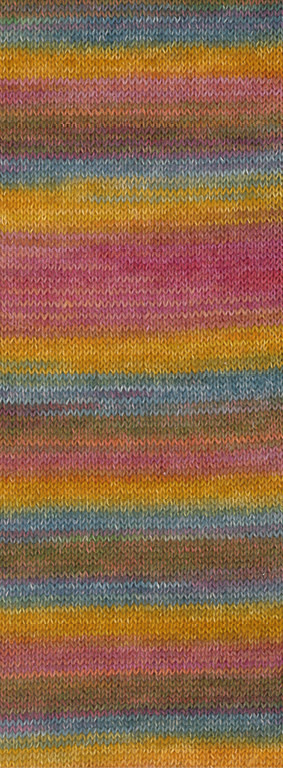 Lana Grossa Cottonhair -106-amber/okergeel/oudroze/roze/fuchsia/rookblauw -30%