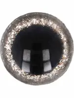 Opry Glitter dierenogen tweekleurig 12mm  per paar- zilver