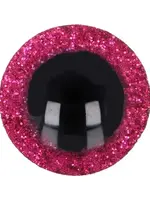 Opry Glitter dierenogen tweekleurig 12mm  per paar- roze