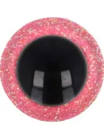 Opry Glitter dierenogen tweekleurig 12mm  per paar- licht roze