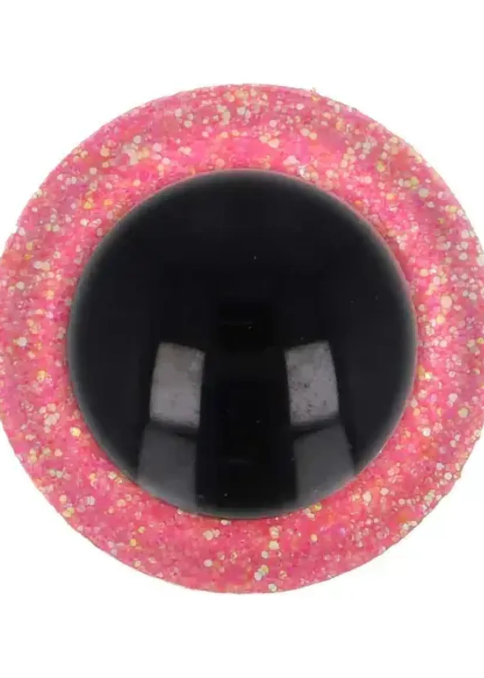 Opry Glitter dierenogen tweekleurig 12mm  per paar- licht roze