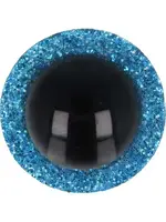 Opry Glitter dierenogen tweekleurig 12mm  per paar- blauw