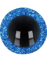 Opry Glitter dierenogen tweekleurig 15mm  per paar- blauw