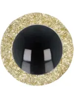 Opry Glitter dierenogen tweekleurig 15mm  per paar- goud