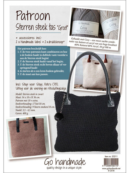 GoHandmade Patroon Sterren Steek tas 'groot"