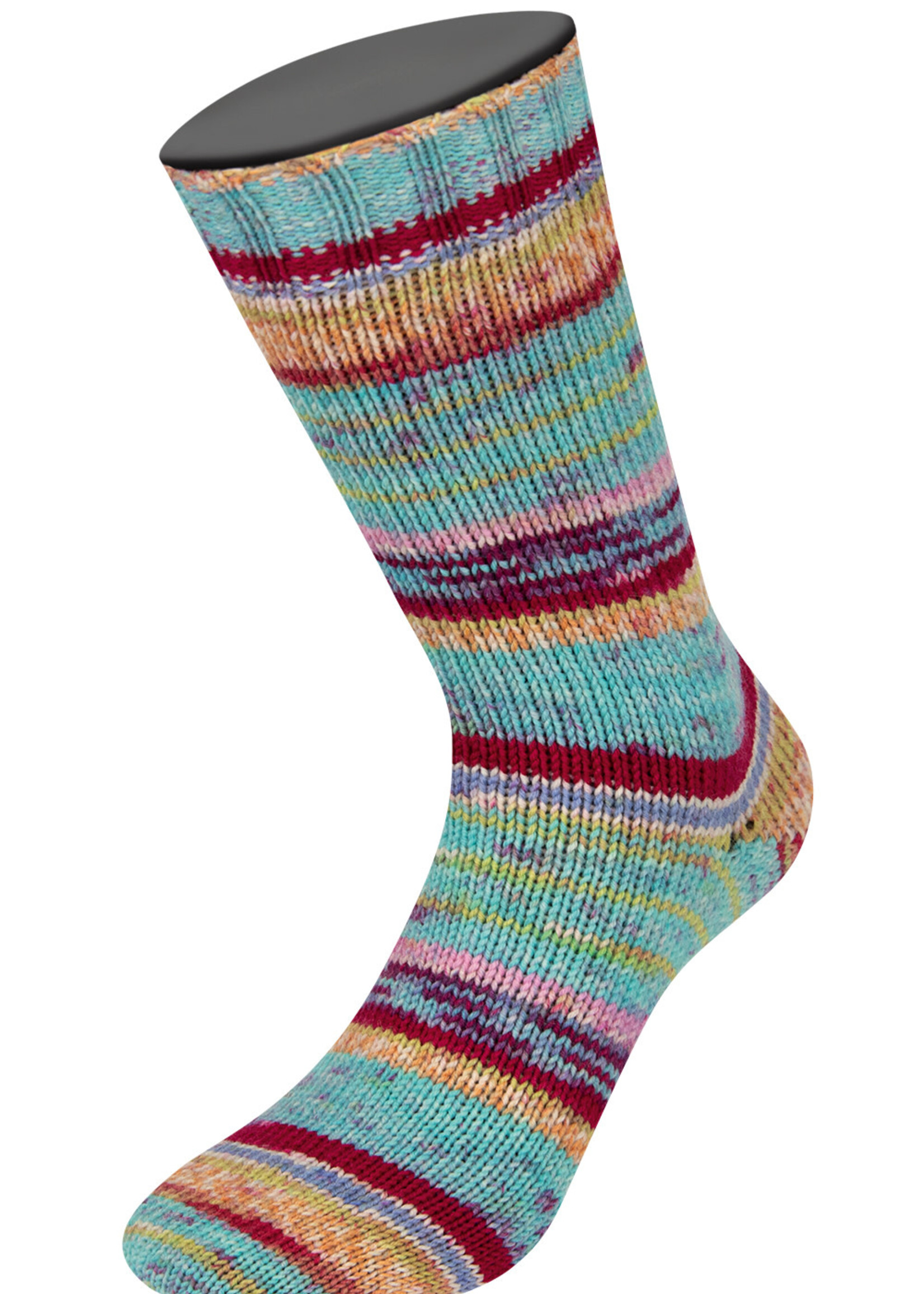 Lana Grossa Meilenweit 100g Cool Wool 4 Socks print - 7214-oranjebruin/room/felroze/wijnrood/turkoois/paars/pistache/rose