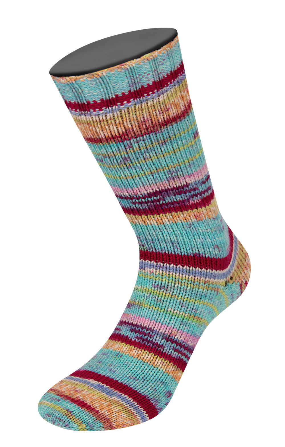 Lana Grossa Meilenweit 100g Cool Wool 4 Socks print - 7214-oranjebruin/room/felroze/wijnrood/turkoois/paars/pistache/rose