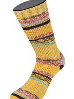 Lana Grossa Meilenweit 100g Cool Wool 4 Socks print - 7216-fictile rood/grijs beige/donker olijf/geel/room/mintturkoois