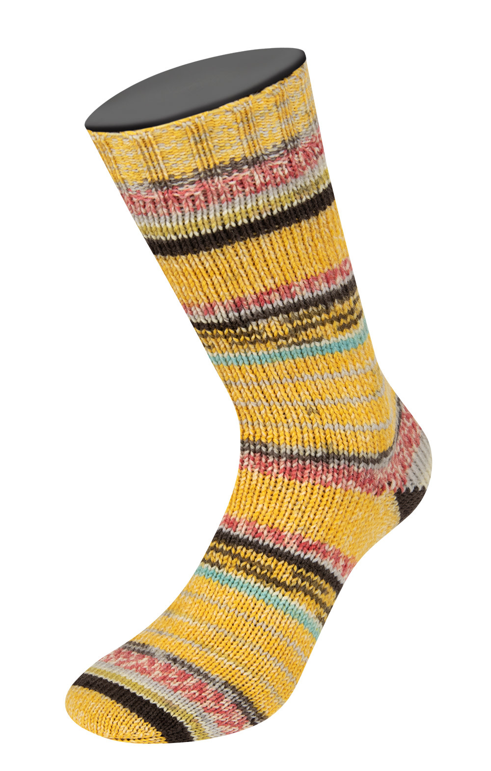 Lana Grossa Meilenweit 100g Cool Wool 4 Socks print - 7216-fictile rood/grijs beige/donker olijf/geel/room/mintturkoois