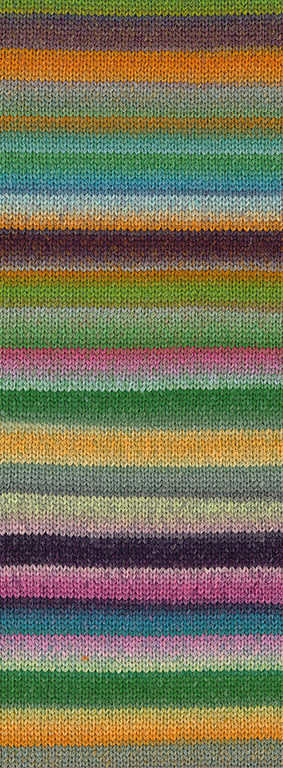 Lana Grossa Farfalla -09-oranje/munt/grijs/groen/donker groen/zwartgroen/roest/foksia/braam/grijs blauw