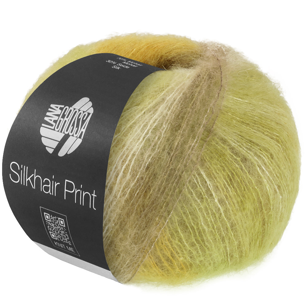 Lana Grossa Silkhair Print - Lana Grossa -433-limoen/geel/taupe/licht beige30%