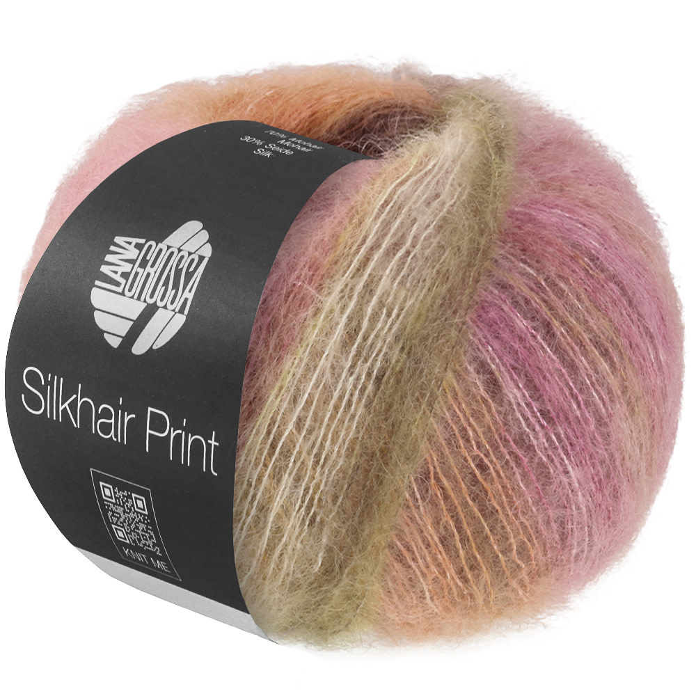Lana Grossa Silkhair Print - Lana Grossa -434-oudroze/oranje/taupe/licht beige30%