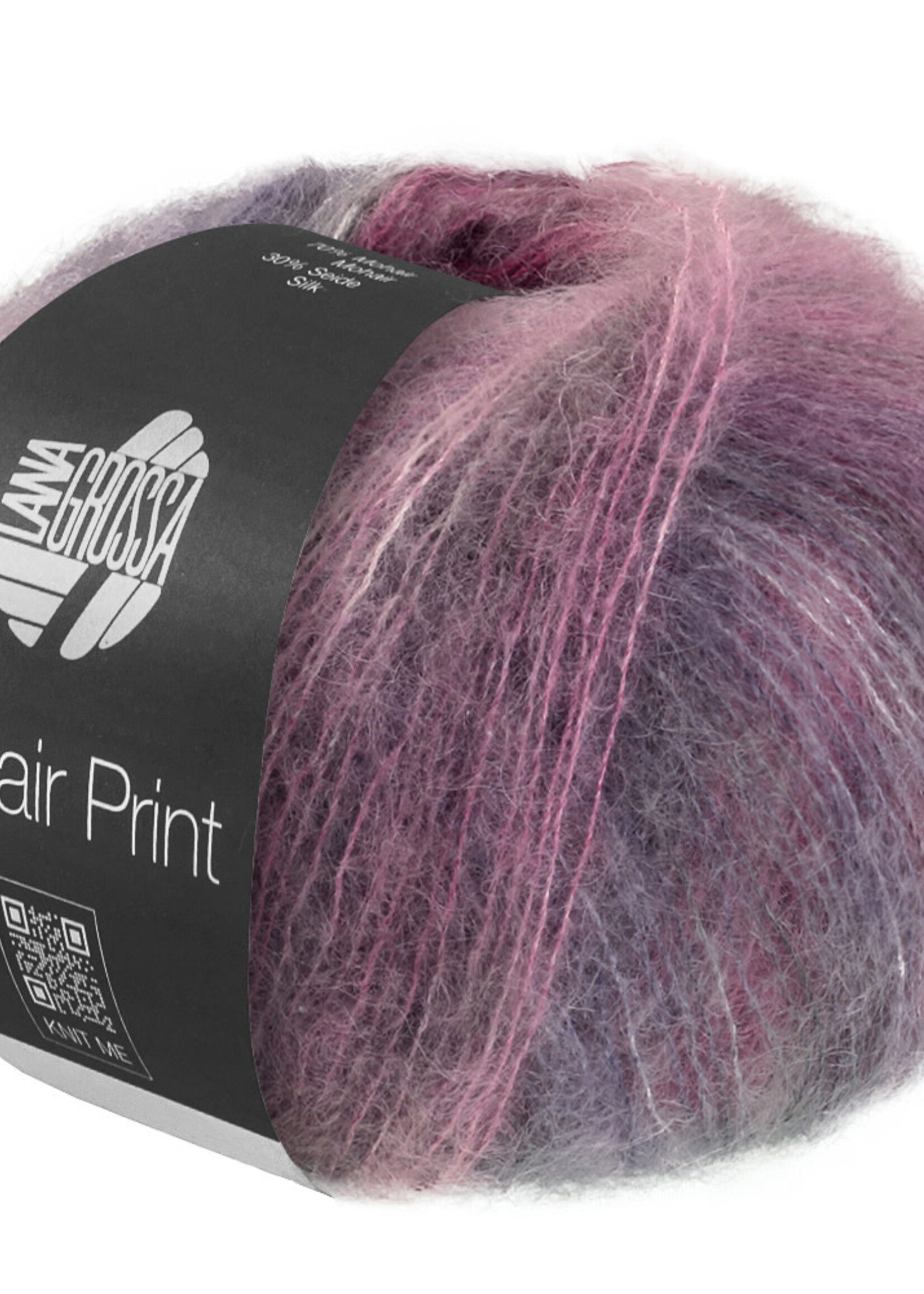 Lana Grossa Silkhair Print - Lana Grossa -435-felroze/bordeaux/licht grijs/grijs violet