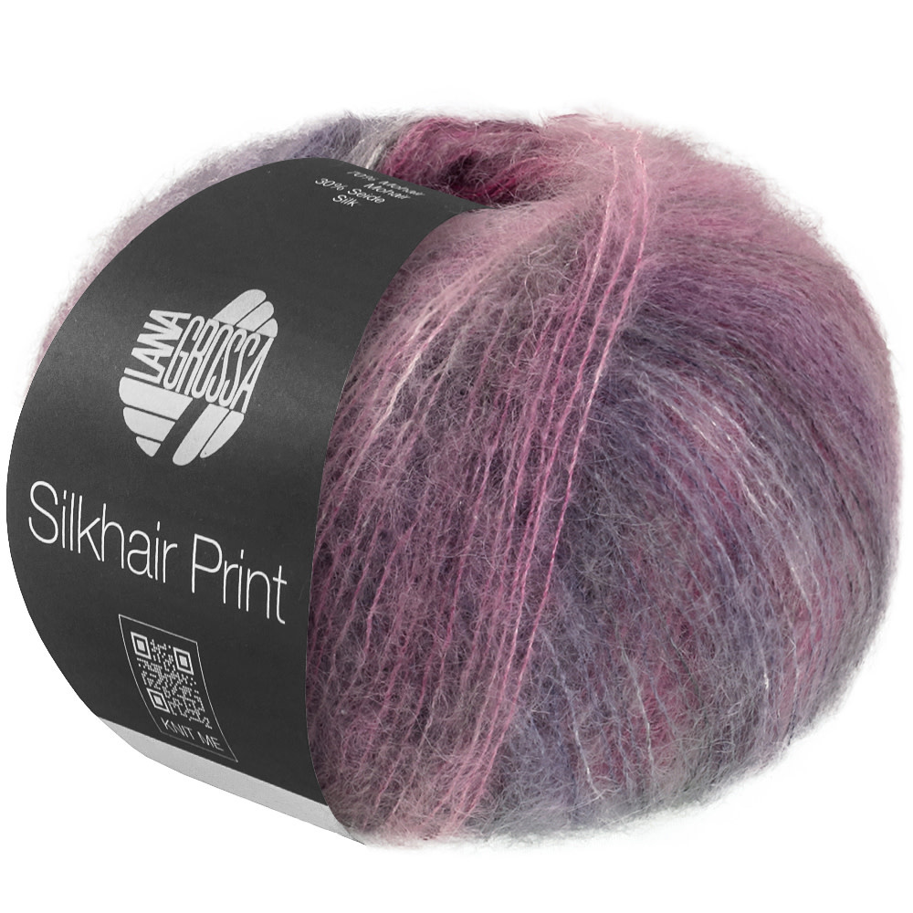 Lana Grossa Silkhair Print - Lana Grossa -435-felroze/bordeaux/licht grijs/grijs violet30%