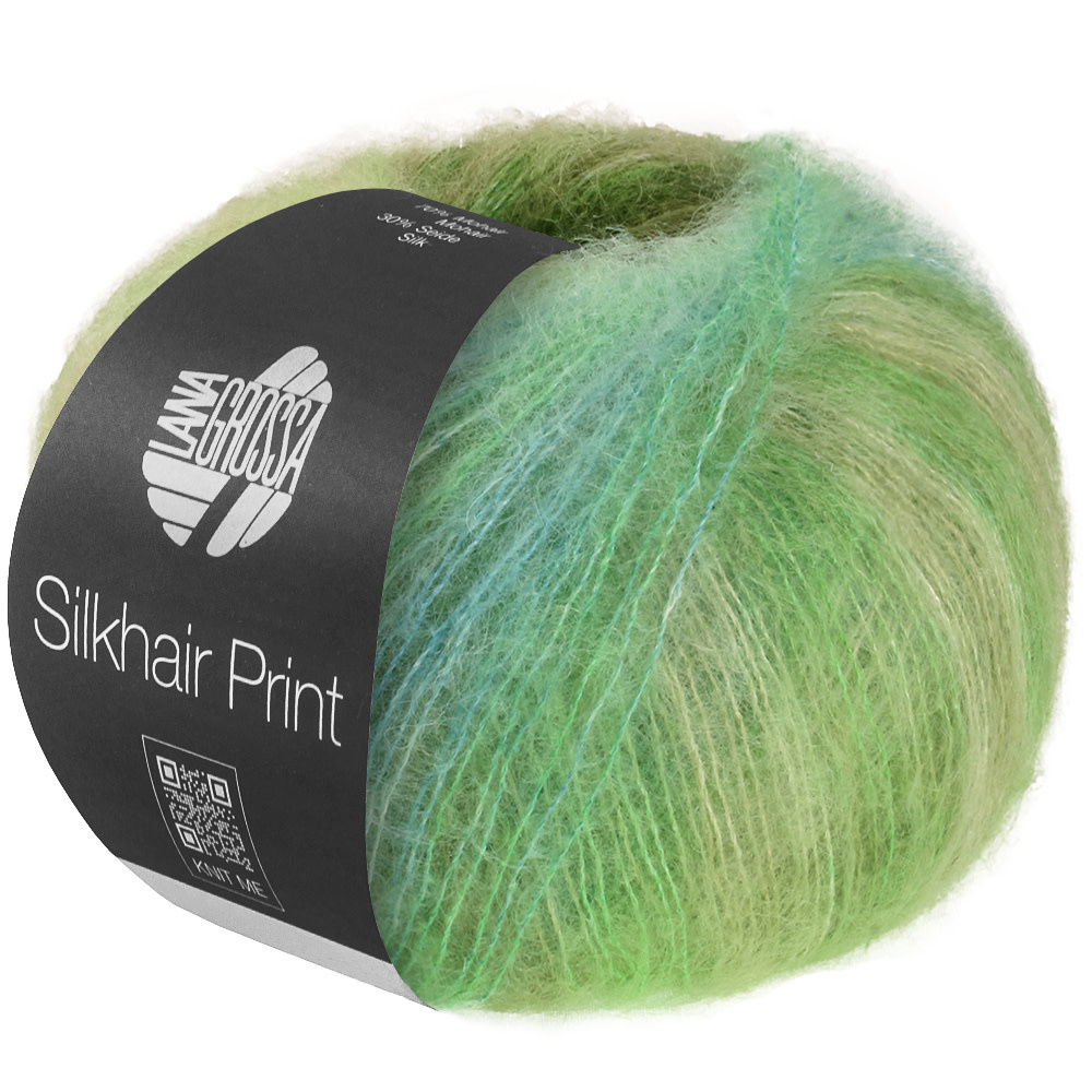 Lana Grossa Silkhair Print - Lana Grossa -439-geelgroen/witgroen/olijf groen/turkoois30%